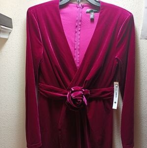 Aqua, Women's Burgundy Faux Velvet Dress Size Med NWT